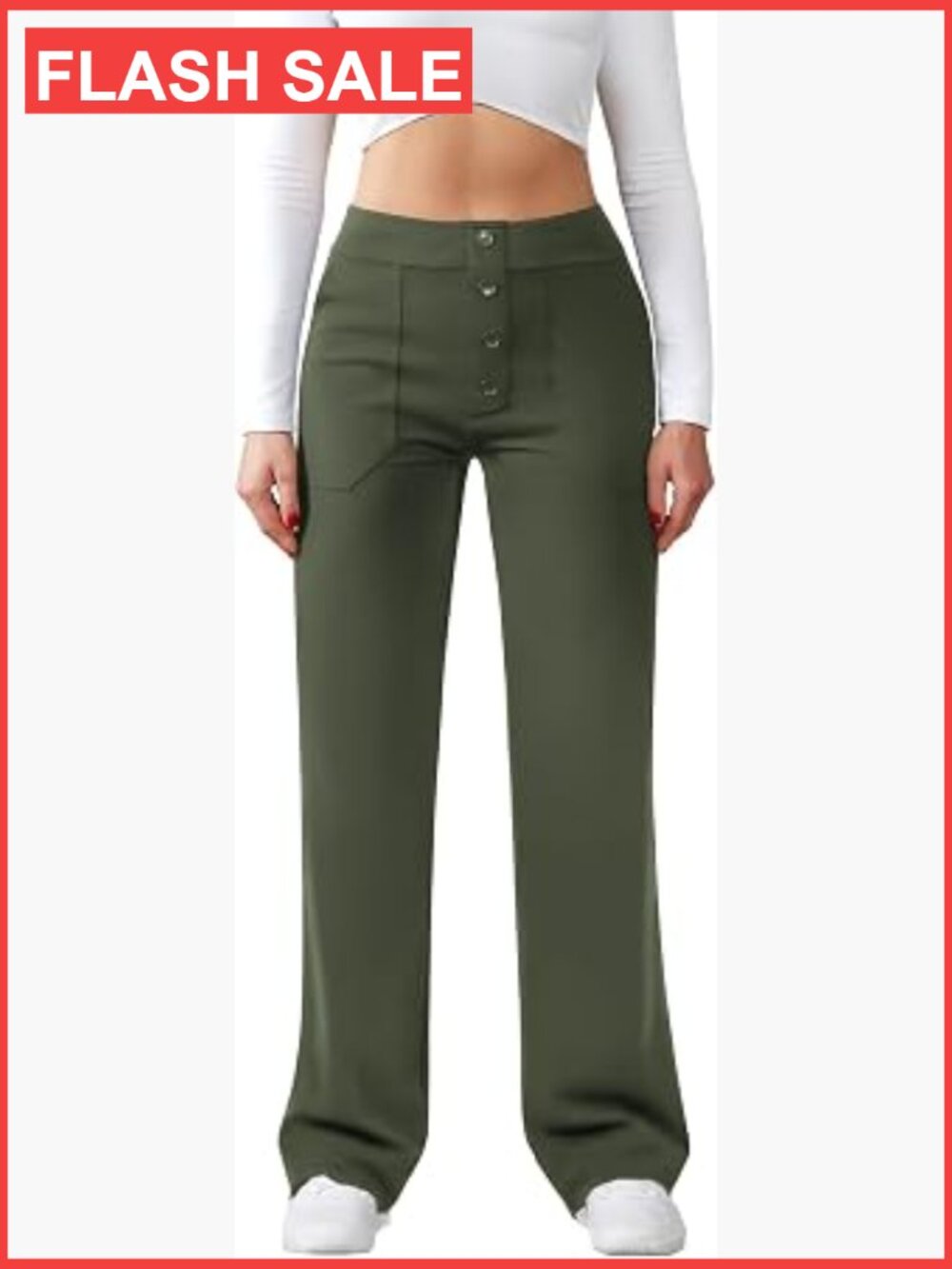 High Waist Straight Leg Stretchy Work Pants with Pockets Casual Business